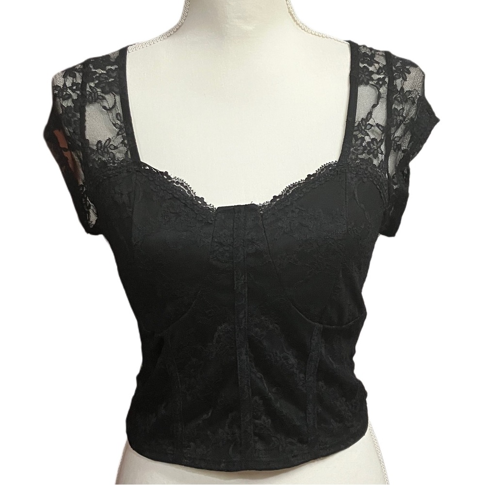 Y2k Rebellious Dreamer Black Lace Top corset Size:L juniors